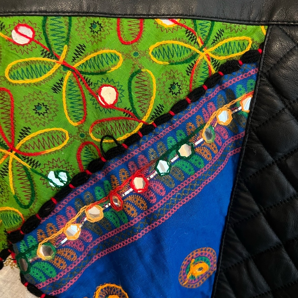 Vibrant Embroidered Patchwork Bomber Jacket With … - image 7